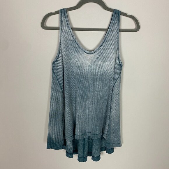 Free People We the Free Blue Ombre Kitten Waffle Knit Tank Top Size S - Picture 2 of 9